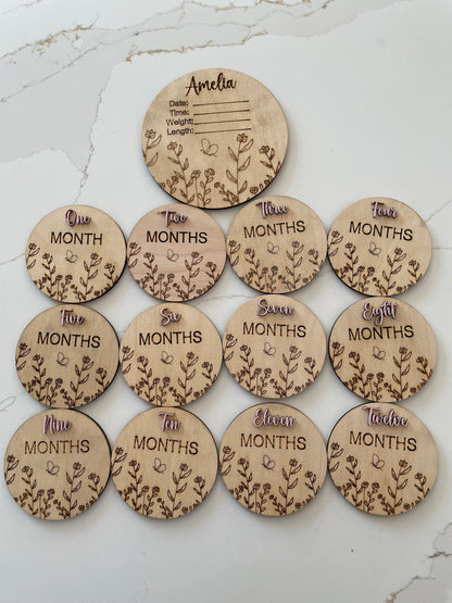 Monthly Milestones - Floral Disc